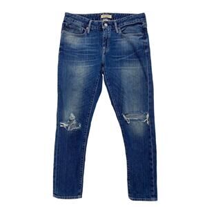 LEVIS MADE & CRAFTED Distressed Marker Tapered Blue Jeans Size 28 Womens Logo